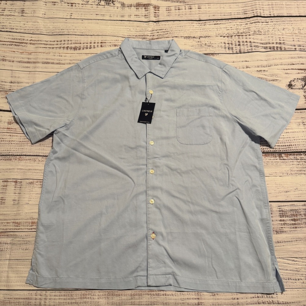 NWT Cremieux Classic Short Sleeve Shirt Button Down Shirt Blue Men's Size XL